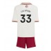 Arsenal Riccardo Calafiori #33 Tredjedraktsett Barn 2025-26 Korte ermer (+ Korte bukser)